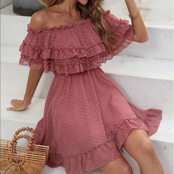 strapless open back dress Enchanted Pink Swiss Dot Maxi Dress  Love, Annette